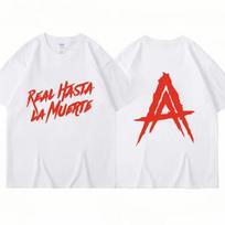 Reperio Anuel AA Real Hasta La Muerte Marškinėliai Vyriški Drabužiai Mada Hip Hop Harajuku Marškinėliai Medvilniniai Per dideli Apvaliu Kaklu Marškinėliai M red