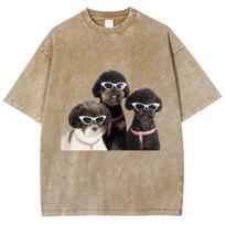 Šaunūs Teddy šunų marškinėliai Unisex skalbti marškinėliai Vyrams Moterims Madingi Laisvalaikio trumpomis rankovėmis marškinėliai Medvilninis per didelis marškinėlis 2XL black