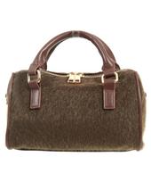Kobe Lettuce Mini Boston Bag with Shoulder Strap, Cute HandbagShoulder Bag [B1598] Free Size, Brown gray