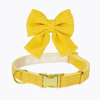 1PC Personalized Dog Collar Big Bowtie Pet Dog ID Collars Free Engraving Cute Bowknot For Small Medium Dogs Cats Pet Accessories geltona