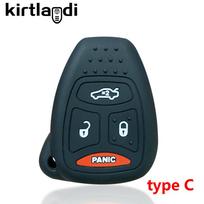 Silikoninis automobilio rakto dėklas Dodge Avenger Caliber, Jeep Patriot Cherokee Compass, Chrysler Pacifica 300C Voyager dangtelis laikiklis gray