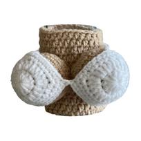 Handmade Crochet Bottle Cozy Cover Reusable Knit Sleeve for Wine Bottles and Drinking Glasses Protects Surfaces and Insulates Temperature One Size balta
