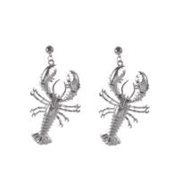 Lobster pendant earrings metal beach ocean vacation style women's fashionable earrings gray