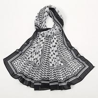 Aukštos kokybės naujas Palestinos Keffiyeh šalis, kvėpuojantis šifonas, margintas hidžabas moterims, ilgo stiliaus pashmina skaros juoda