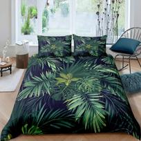 Palm Leaves Duvet Cover King Full Banana Leaves Bedding Set Hawaiian Tropical Leaves Green Branches 2/3pcs Polyester Quilt Cover (as the picture,70x133cm 2pcs) gray