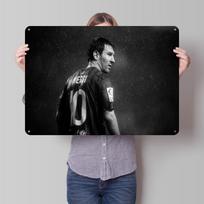 Lionel Messi Football Tinplate Poster Custom Wall Art Vintage Metal Signs Retro Tin Plaque for Home Decorations Room Accessories 30x40cm(11.8x15.7inch) black