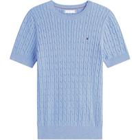 Tommy Hilfiger Soft Simple Cable Knit Short Sleeve Sweater Women sweater XW07177-D1A S gray