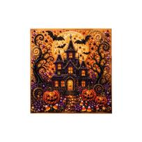 DIY Halloween Pearl Art Kit Bat Pumpkin Castle, 3D Retro Halloween Wall Art Pearl Painting 1pc orange