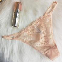 Women's Sexy Lace Thong – Low-Rise Cutout Lingerie XL smėlis