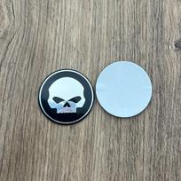 Universal 56MM Aluminum Skull Wheel Center Hub Cap Sticker Self‑Adhesive Metal Emblem Decal For Modified Rim Hub Cover Auto Exterior Decor Accessories white