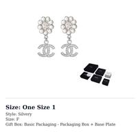 Chanel 2023 Cc Silver Plated Rhinestones Faux Pearl Dangling Earrings costume earrings ABB141-B13050-NO877 One Size 1 white