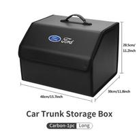 KLKQ1 Car Trunk Leather Storage Bag Camping Box Collapsible Case For Ford mk2 mk3 Ranger Mondeo mk4 S-MAX Kuga Mustang Fusion black