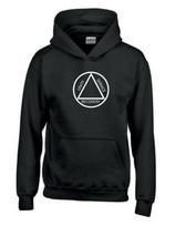 Alcoholics Anonymous AA White Serenity Unity Recovery Black Hooded Sweatshirt S black