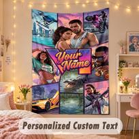 Custom Personalized Tapestry,GTA Print Custom Name Text Wall Art Hanging for Bedroom 100cmx150cm