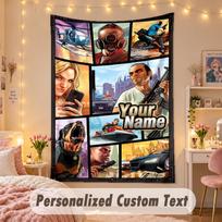 Custom Personalized Tapestry,GTA Print Custom Name Text Wall Art Hanging for Bedroom 180cmx230cm