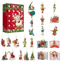 Grinch Acrylic Blind Box Ornament Set 24-Day Christmas Countdown Calendar Keychain Decor C Set 24 Blind Boxes