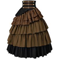 Vintage Steampunk Fashion Skirt With Ruffle Layers For Stage Performance And Cosplay S ruda