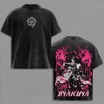 BLEACH Kuchiki Byakuya Anime Graphic Print T-shirt Unisex Vintage Washed Cotton Short Sleeve Harajuku Streetwear Loose Oversized Casual Summer Tee XXXL įvairiaspalvis