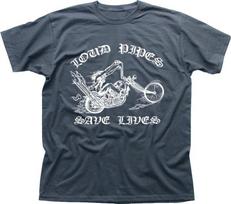 Loud Pipes Save Lives Motorcycle Biker Chopper charcoal t-shirt OZ9132 S gray
