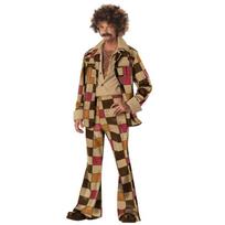 Men and women 70s retro disco prom queen costume cosplay halloween costume game uniform XL brown