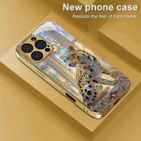 Madingas leopardo rašto aukso metalo dažų stiklinis telefono dėklas, skirtas iPhone 17 16 15 14 13 12 11 Pro Max 16 15 Plus 17 Air 16E Dangtelis iPhone 12 Pro Max gray