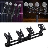 Stereo Array Spacing Mount Bar Stand Mic Holder for Conference 4 Clips black