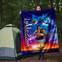 1 vnt., Disney Aladino animacinis pledas Šventinė dovana draugui Minkštas apklotas, Lauko pledai, Svetainė, Kelionės, Stovyklavimas 80x120cm blue