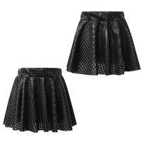 Kids Girls Skating Dance Skirt: Sparkling Dot Mini Swing Style with Elastic Waist for Festivals Performance 11-12 Years juoda