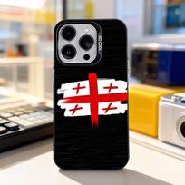 Georgia Flag MAP Phone Case For iPhone 17,16,15,14,13,12,11,Pro,XS,Max,Plus,Mini,SE4,E Black Matte Shockproof Cover iPhone16promax white