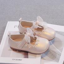 New 2026 Spring Girls' Pearl Princess Leather Shoes - Soft Sole Performance and Casual Wear 24 gray