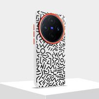 Anti-fall Painted Graffiti Mobile Phone Case for Vivo X300 Pro X200 Pro Mini X200 Ultra X100S Large Hole Metal Len Leather Cover vivo X200 black