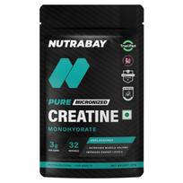 Nutrabay Pure Micronised Creatine Monohydrate Powder - 100g, 32 Servings, Unflavoured | Trustified Certified | Quick Absorption | Superior Muscle S