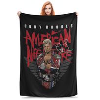 Cody Rhodes Blankets Velvet Summer Air Conditioning Wrestling Breathable Warm Throw Blankets for Home Couch Bedspreads Size: 75*100cm, Weight: 230 GSM beige