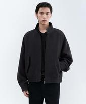 Musinsa Standard Wool Blend Herringbone Harrington Jacket [Dark Grey] Dark Gray/M black