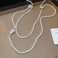 French Retro Pearl Double Layer Necklace: Chic, Stylish, and Unique Clavicle Chain Accessory gray