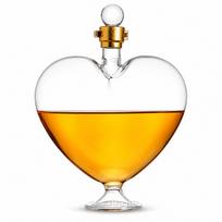Elegant Heart Shape Whiskey Decanter Glass Liquor Carafe with Crystal Ball Stopper Gift for Couples and Collectors yellow