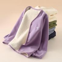 Kids Thickened Fleece Warm Jacket Boys Girls Winter Thermal Cardigan Coat 140cm violetinė