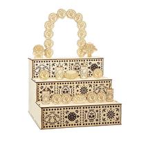 DIY Mexican Dead Shadow Box Skulls Candles Mexican Fiesta Party Decor Memorial Display Box  Kitchen Wooden Color beige