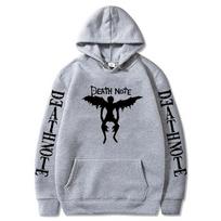 Death Note Graphic Print Hoodie Fashion Unisex Sweatshirt Hip Hop Casual Autumn Winter Fleece Streetwear Pullover Soft Fabric Warm Tops XL gray