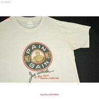 Vintage 80s 90s Joe Weider No Pain Gain T Shirt Master Blaster Body Builder M Vintage Washed Designer Clothes Streetwear XL beige