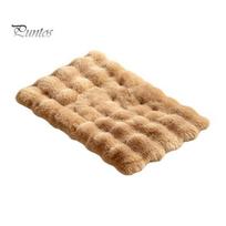 Plush Pet Mat for Kennels Faux Fur Mat, Soft Warm Cat Sleeping Pad with Non-slip Bottom, Large Rug Living Room Self-Warming Fuzzy Cozy Bed Dogs Cats, S chaki