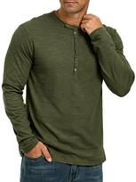 Men's Long Sleeve Henley Shirt with Button Placket and Curved Hem - Lightweight Textured Casual Top for Everyday Wear and Layering. XXL žalia