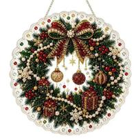 1 Set Pearl Texture Diamond Painting Door Hanger Christmas Diamond Painting  Door Decoration 25X25cm-Style1