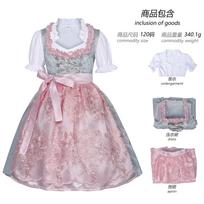 Girls Retro Oktoberfest Dress, Lace Ruffled Bandage Full Set Costume 110 white
