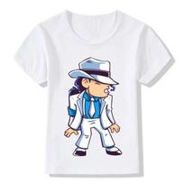 Unisex Michael Jackson Cartoon Design Children T Shirt Boys /Girls Rock N Roll Star Tops T -Shirt womens Casual Clothes 150 white