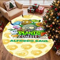 Plants vs. Zombies Pattern Round Rug, Indoor/Outdoor Mat, for Picnic, Gameroom, Bedroom, Office, Living Room, Home Decor Carpet, Birthday Gift 80cmx80cm brown