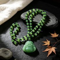 Maitreya Buddha pendant dark green Buddha head men and women Bodhisattva Maitreya Buddha laughing Buddha necklace Buddha pendant sweater chain gray