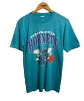 Vintage 90s Charlotte Hornets NBA Basketball T Shirt 100 blue