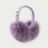 Plush Winter Ear Warmers Pearl Rhinestone Decor Soft Fluffy Earmuffs New Faux Fur Earmuffs  Women gray