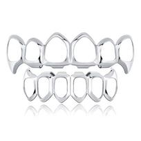 Glossy Finish Hollow Teeth Grillz Top Bottom Set Eco-friendly Copper Teeth Jewelry  Cosplay sidabras